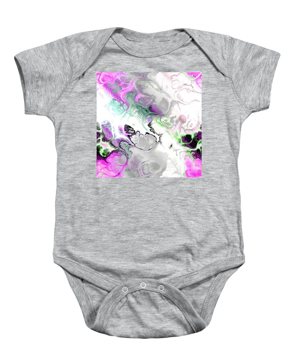 Colorful Baby Onesie featuring the digital art Benyamin - Funky Artistic Colorful Abstract Marble Fluid Digital Art by Sambel Pedes