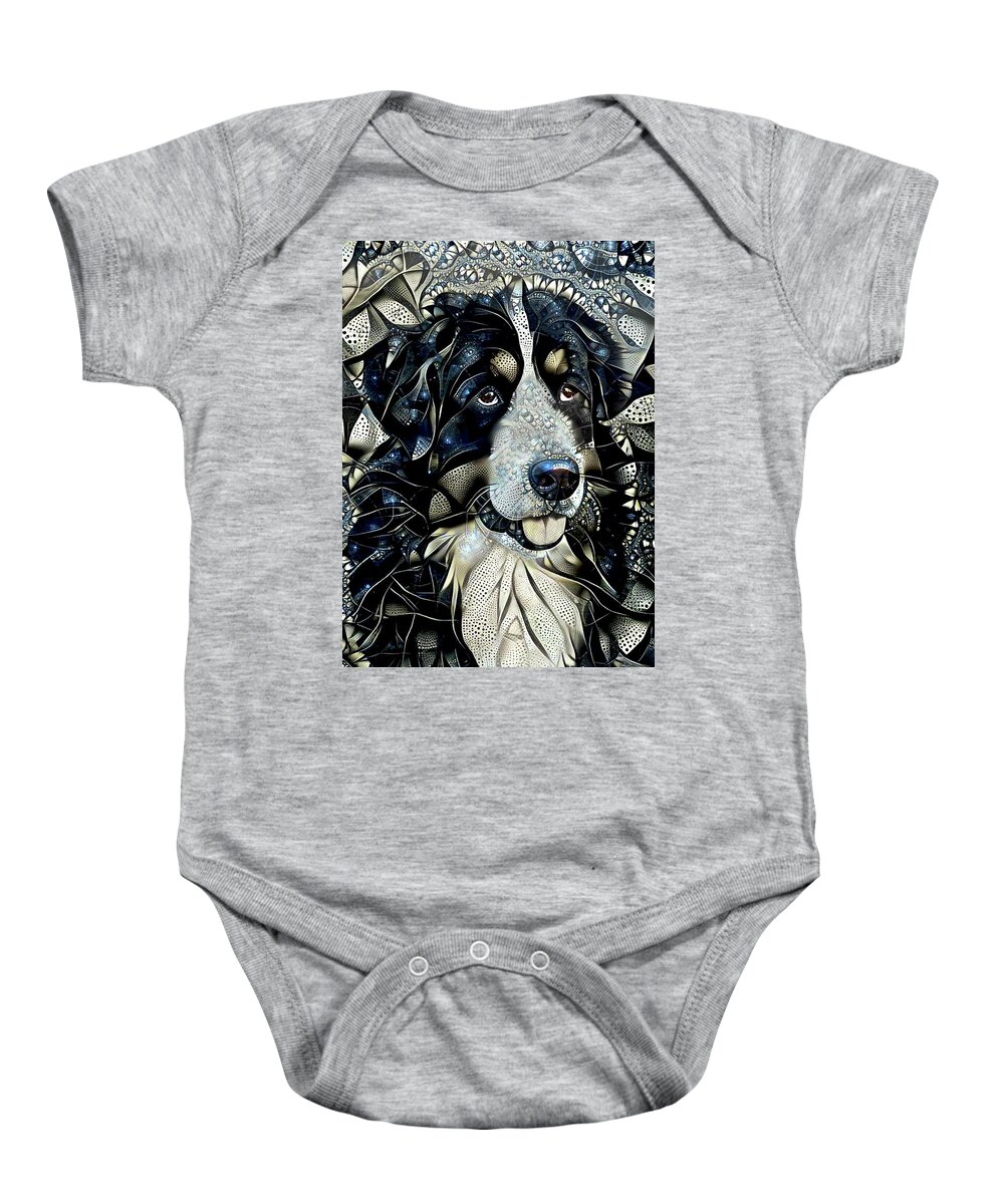 Bernese Mountain Dog Baby Onesie featuring the mixed media Bernese Mountain Dog by Peggy Collins