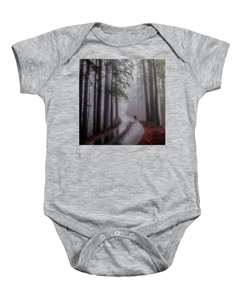 Bicyclist Baby Onesie featuring the photograph Bicyclist, Ridgecrest Boulevard by Donald Kinney