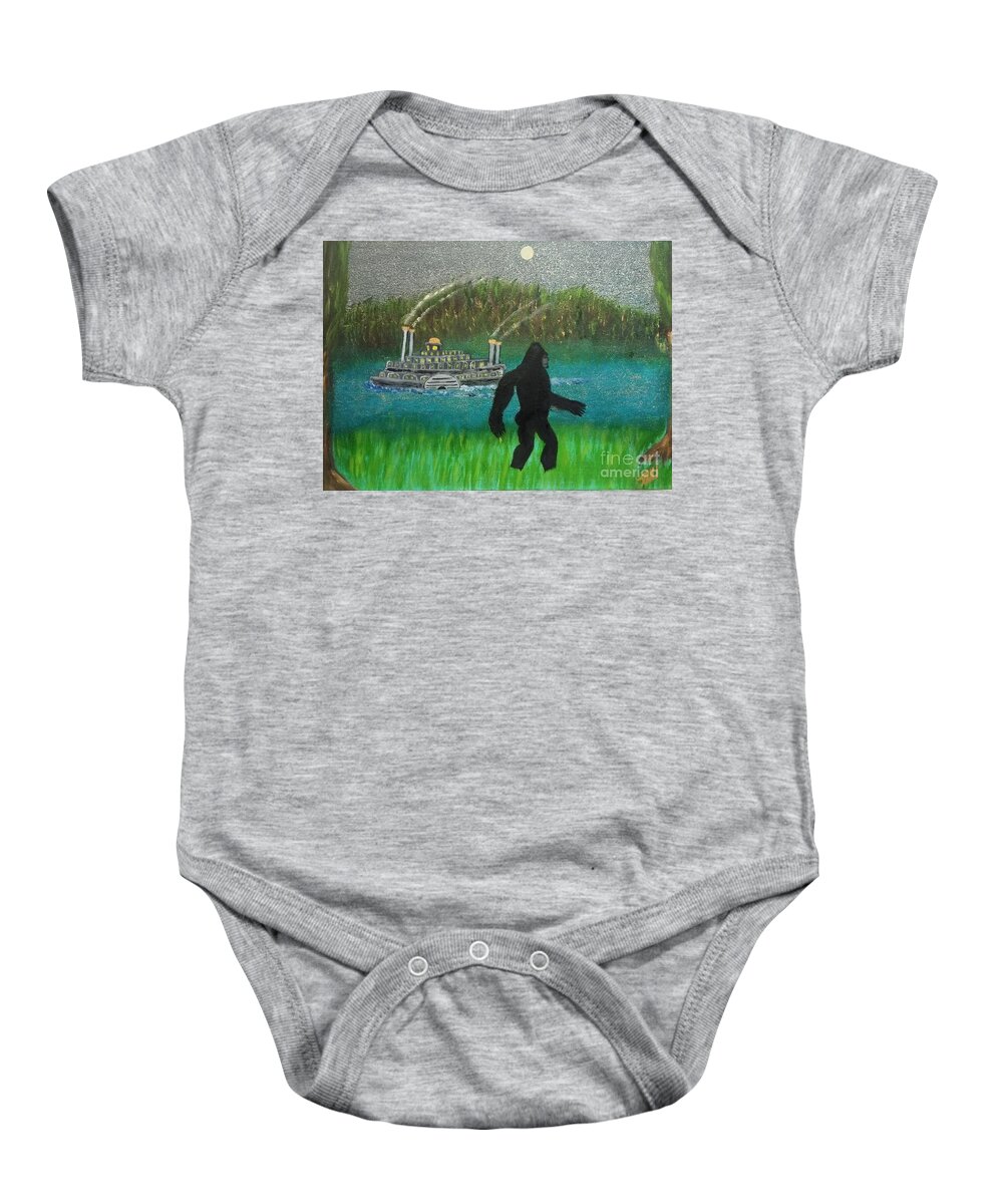 Bigfoot Baby Onesie featuring the painting Big Foot by David Westwood