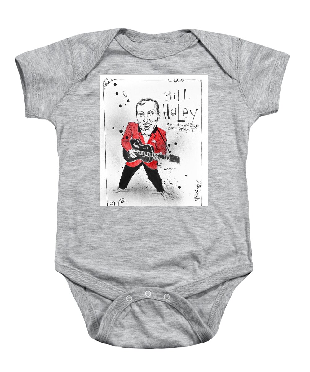  Baby Onesie featuring the drawing Bill Haley by Phil Mckenney