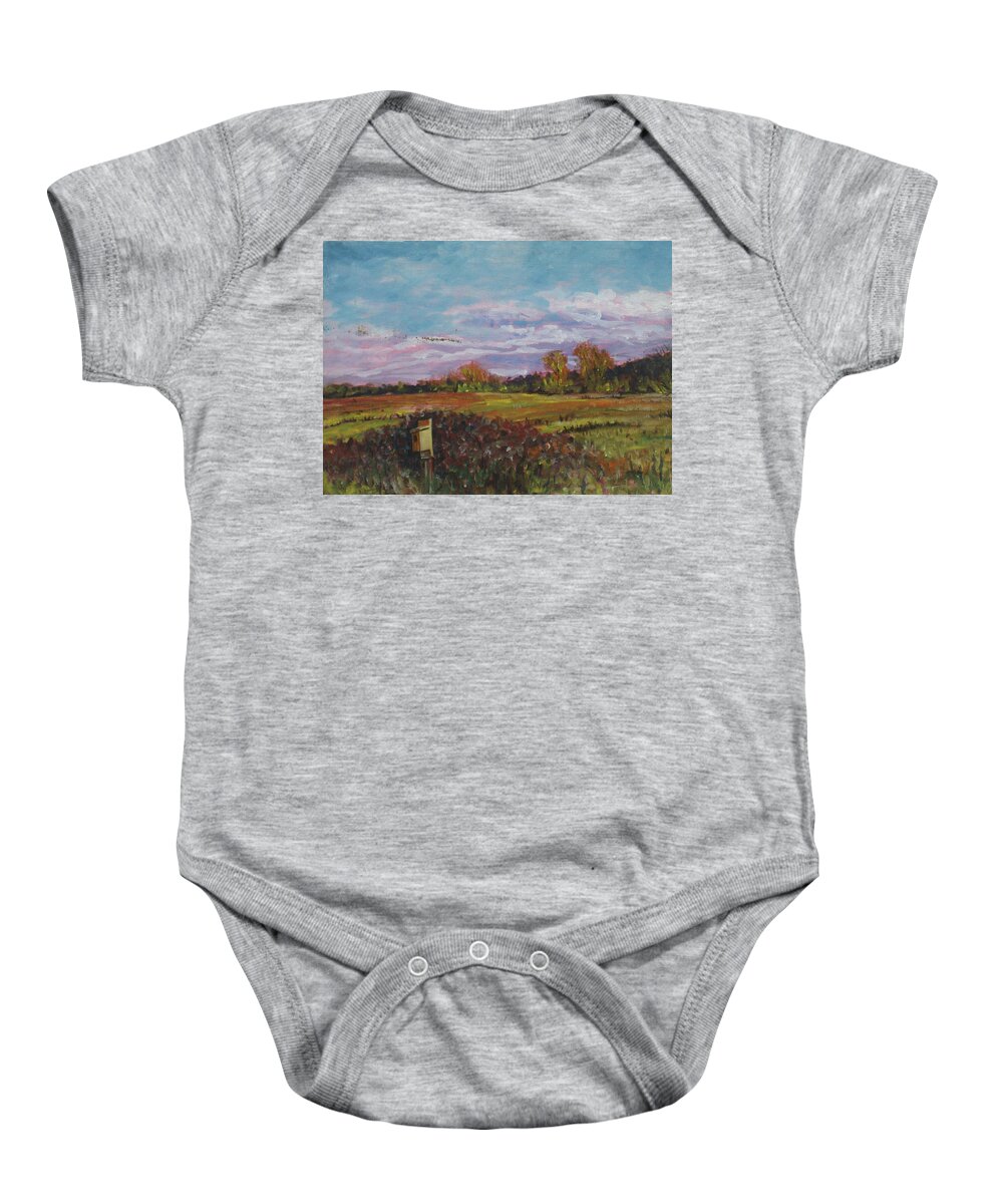  Baby Onesie featuring the painting Bird House by Douglas Jerving