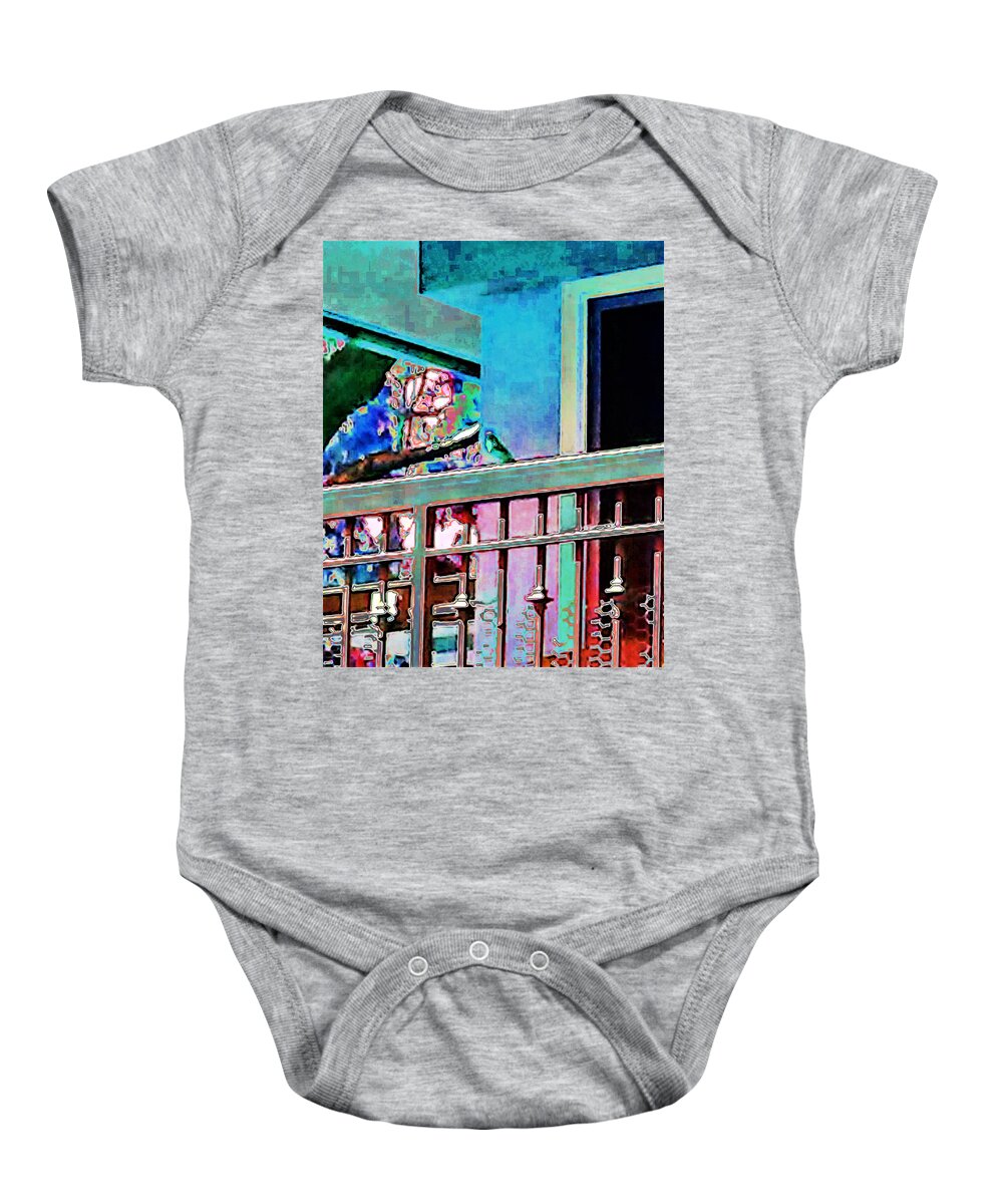 Abstract Baby Onesie featuring the photograph Bird On A Balcony by Andrew Lawrence