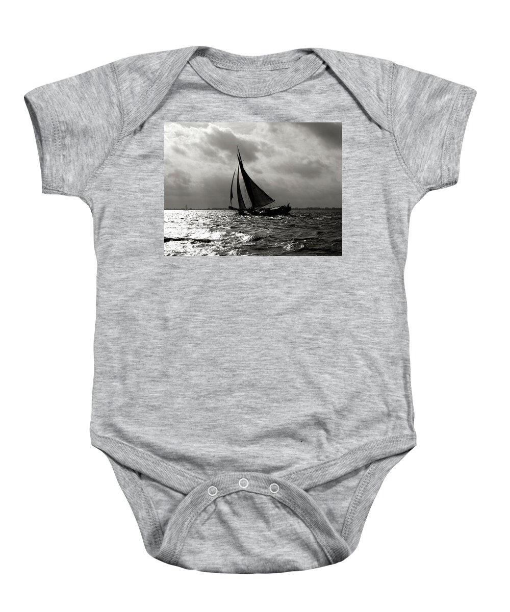 Digital Photography Baby Onesie featuring the photograph Black Sail sunset by Luc Van de Steeg