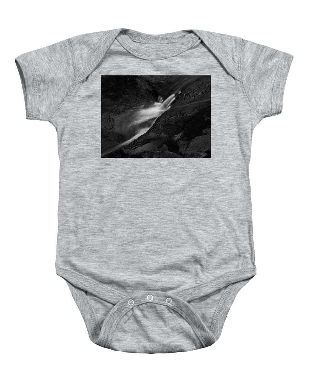 Abstract Baby Onesie featuring the photograph Blackstone River LXV BW by David Gordon
