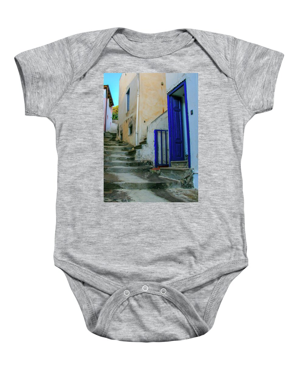 Door Baby Onesie featuring the photograph Blue Door by Leslie Struxness