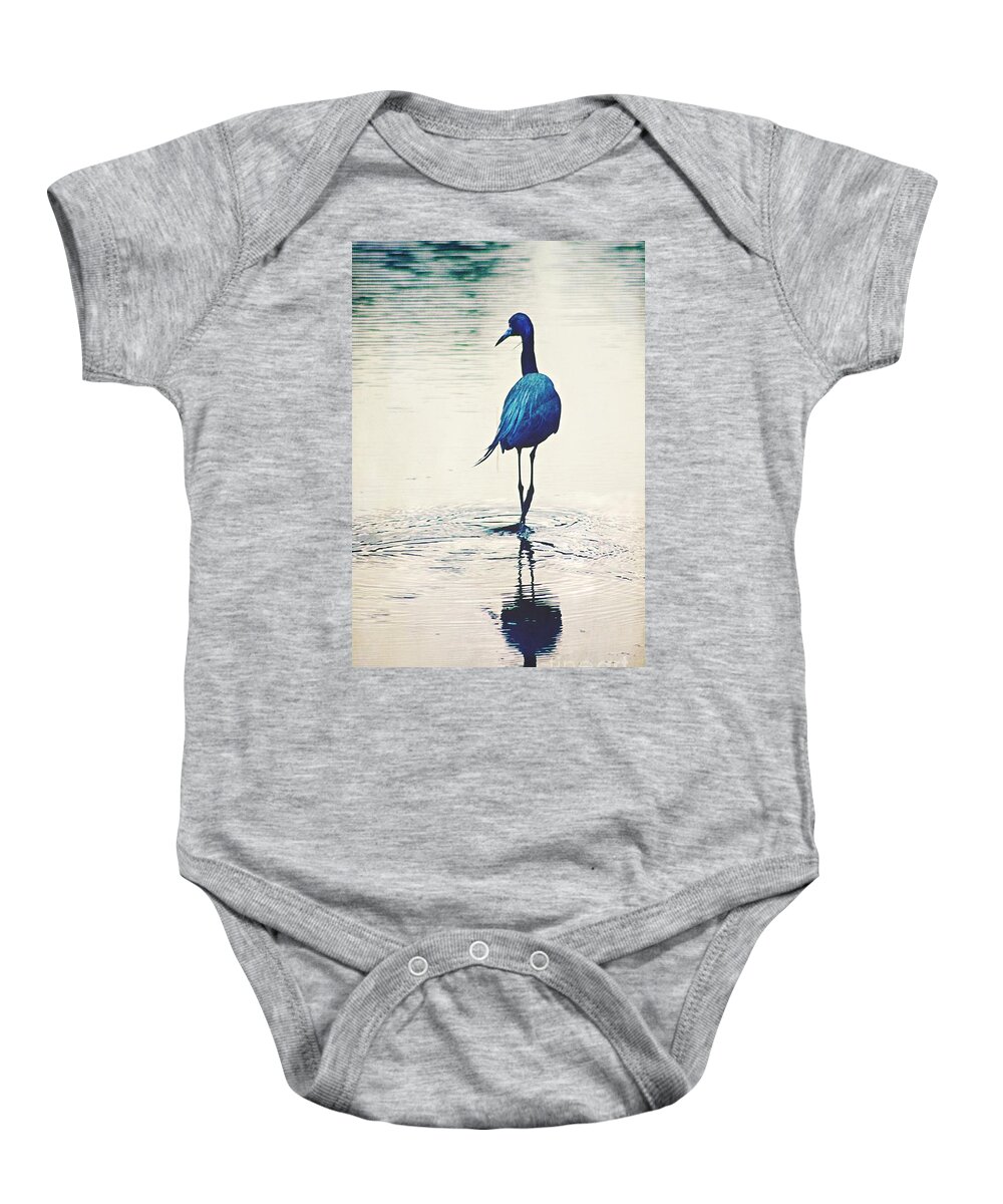 Heron Baby Onesie featuring the photograph Blue Evening by Hilda Wagner
