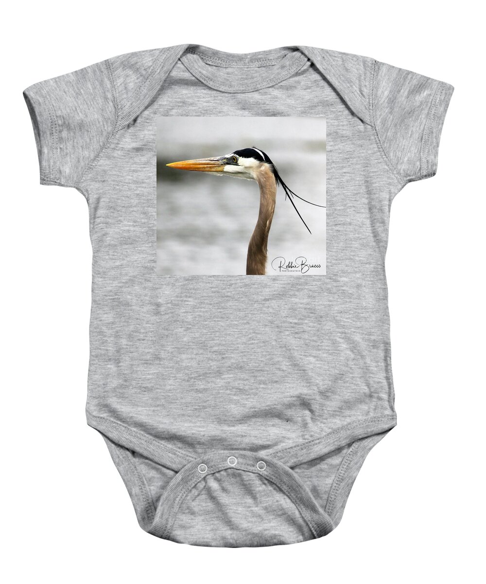 Blue Baby Onesie featuring the photograph Blue Heron Focused On His Prey by Philip And Robbie Bracco