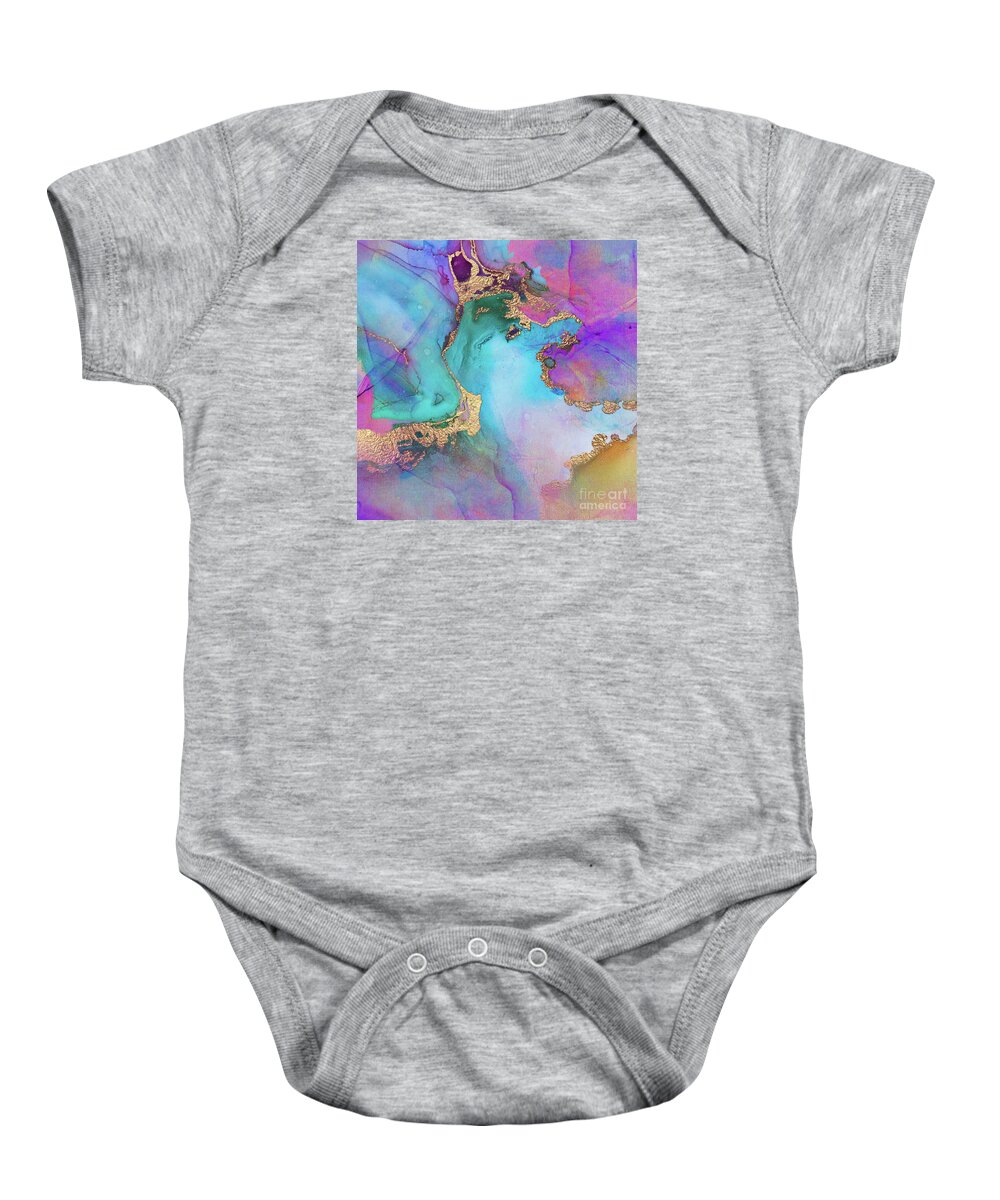 Abstract Art Baby Onesie featuring the painting Blue, Purple And Gold Abstract Watercolor by Modern Art