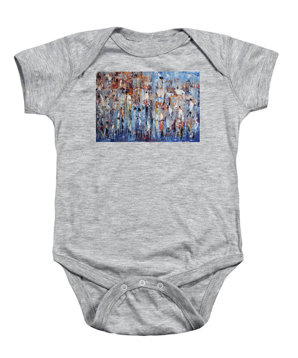 Moa Baby Onesie featuring the painting Blue Rain by Solomon Sekhaelelo