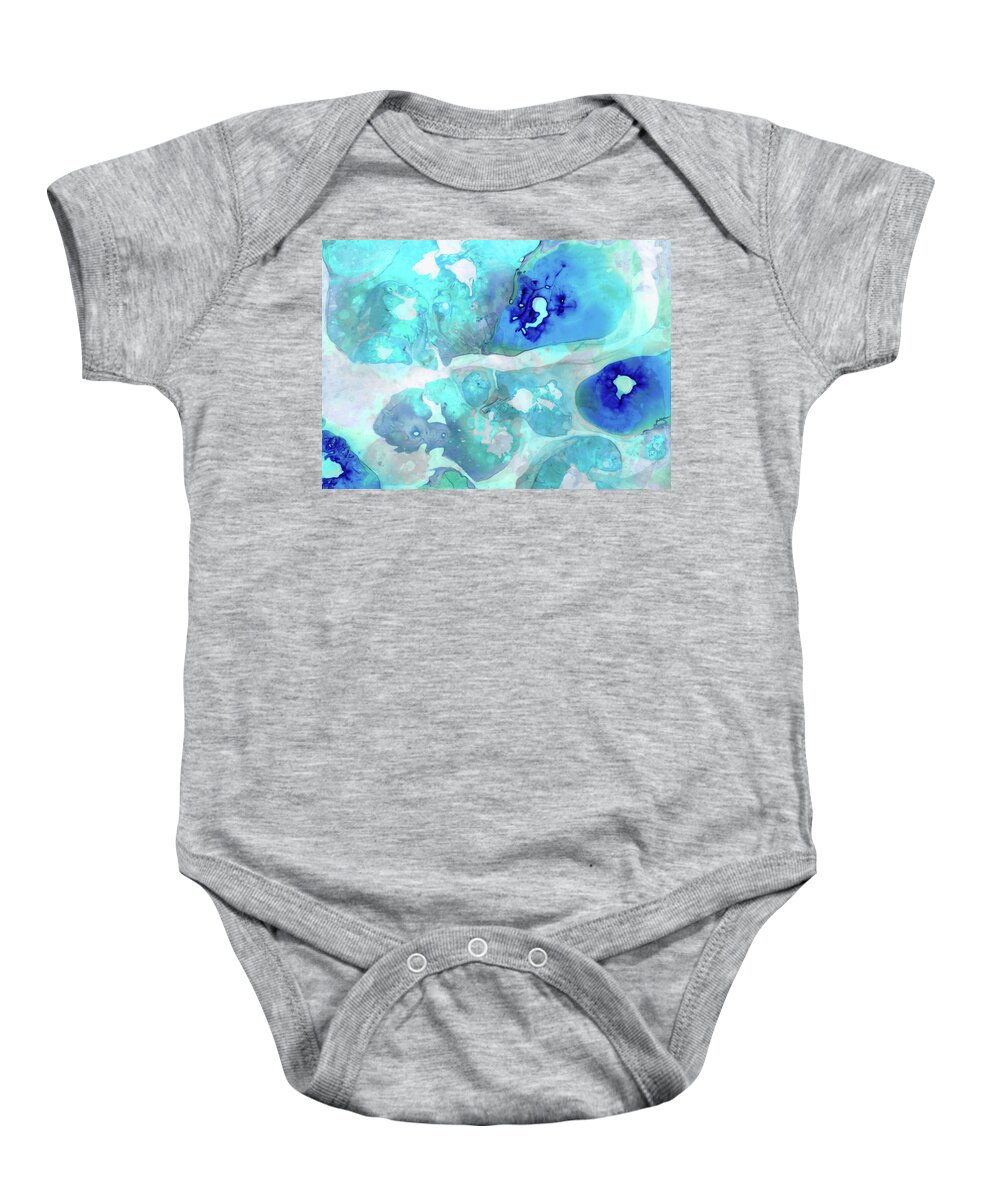 Blue Baby Onesie featuring the painting Blue Vitality - Abstract Modern Art - Sharon Cummings by Sharon Cummings