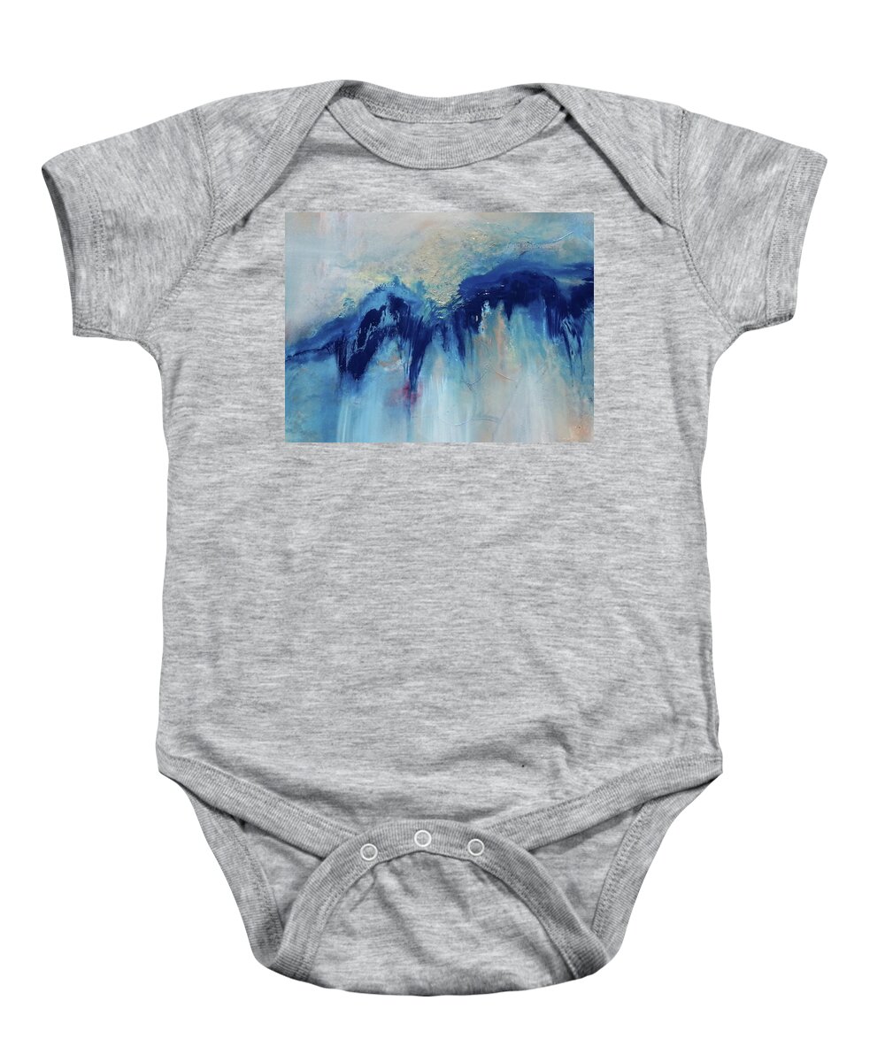 Oil On Canvas Baby Onesie featuring the painting Blue Wave on a Mountain by Todd Krasovetz