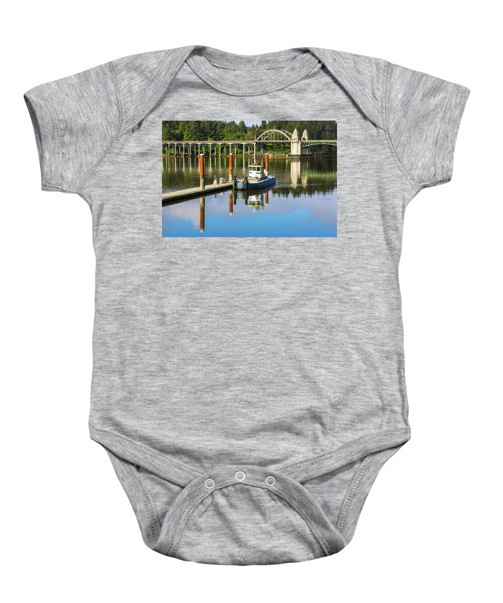 Boat Baby Onesie featuring the photograph Boat and Bridge by Loyd Towe Photography