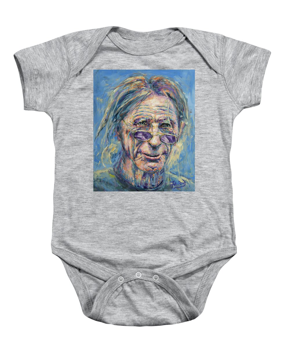 Art Baby Onesie featuring the painting Bobby, after a full day on the lake by Robert FERD Frank