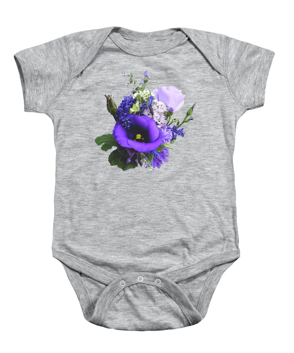 Bouquet Baby Onesie featuring the photograph Bouquet in Shades of Purple by Susan Savad