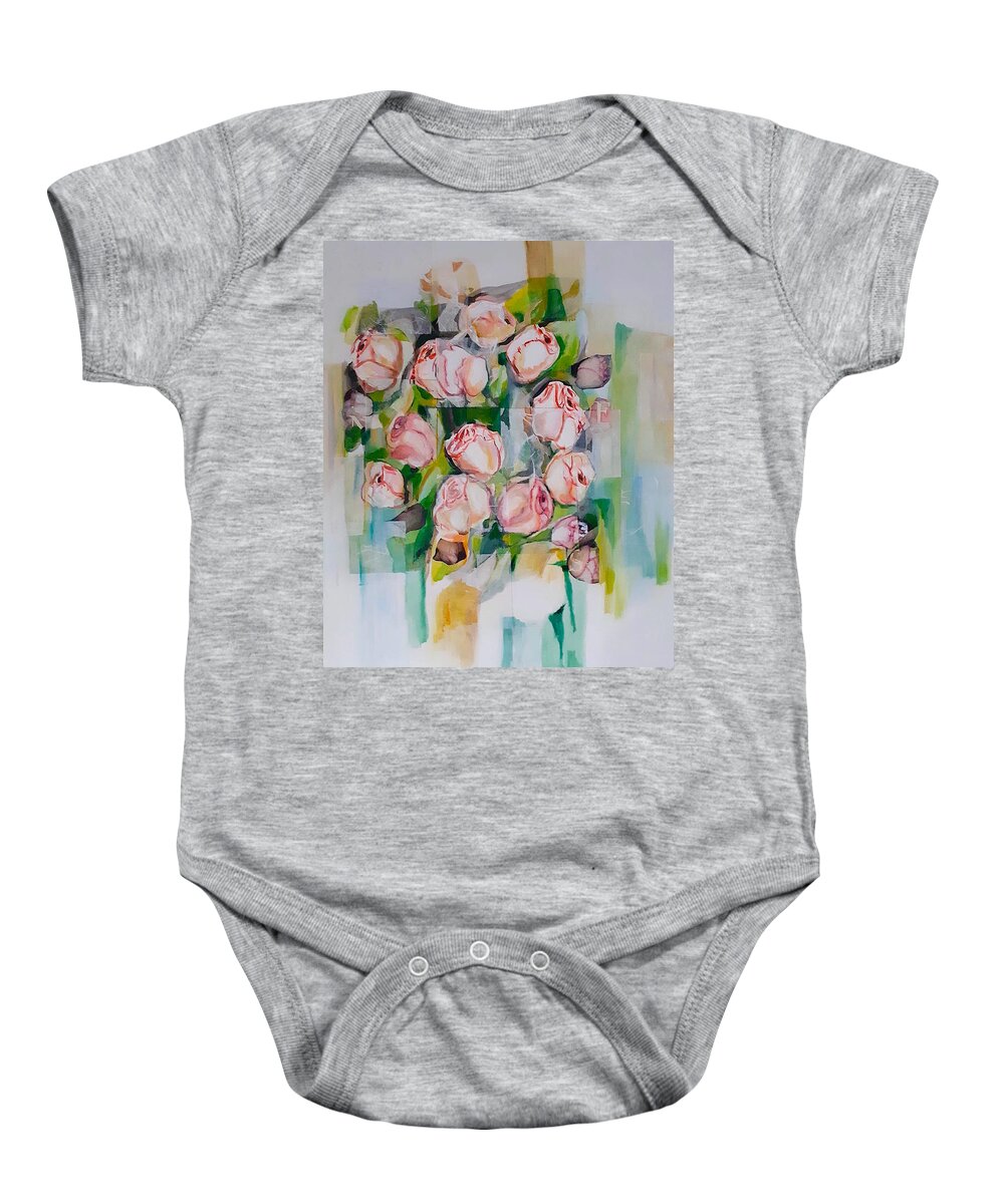 Silk Paper Baby Onesie featuring the mixed media Bouquet Of Roses by Carolina Prieto Moreno