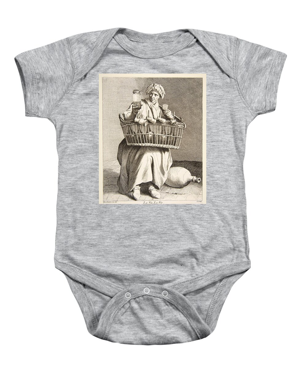 Anne Claude De Caylus Baby Onesie featuring the drawing Brandy Seller by Anne Claude de Caylus