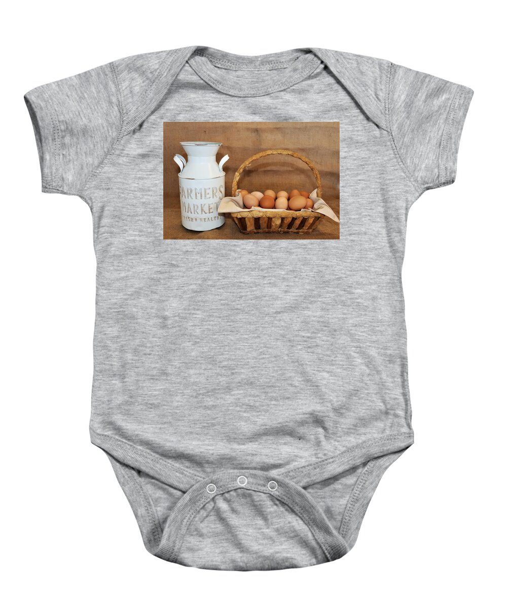 Food Baby Onesie featuring the photograph Breakfast on the Farm by Sheila Brown