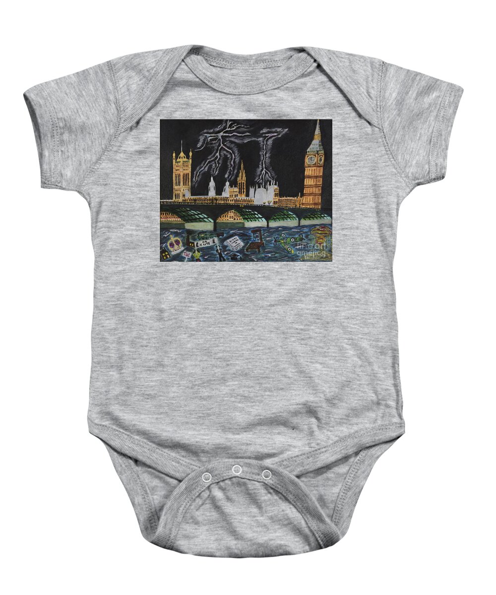 London Baby Onesie featuring the painting Bridge over Troubled waters by David Westwood