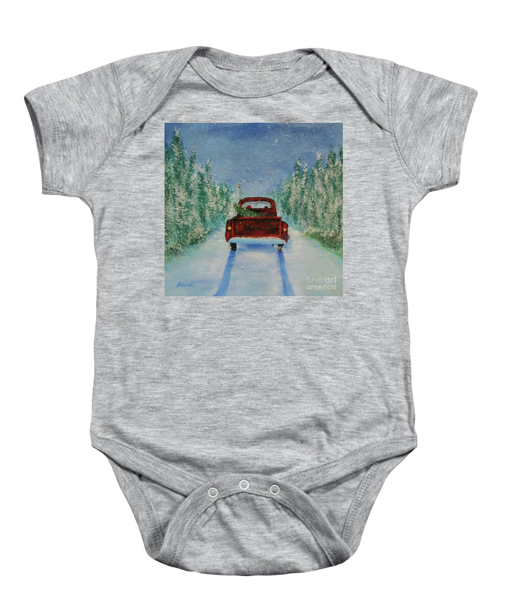 Oil Painting Baby Onesie featuring the painting Bringing Home the Tree by Jeanette French