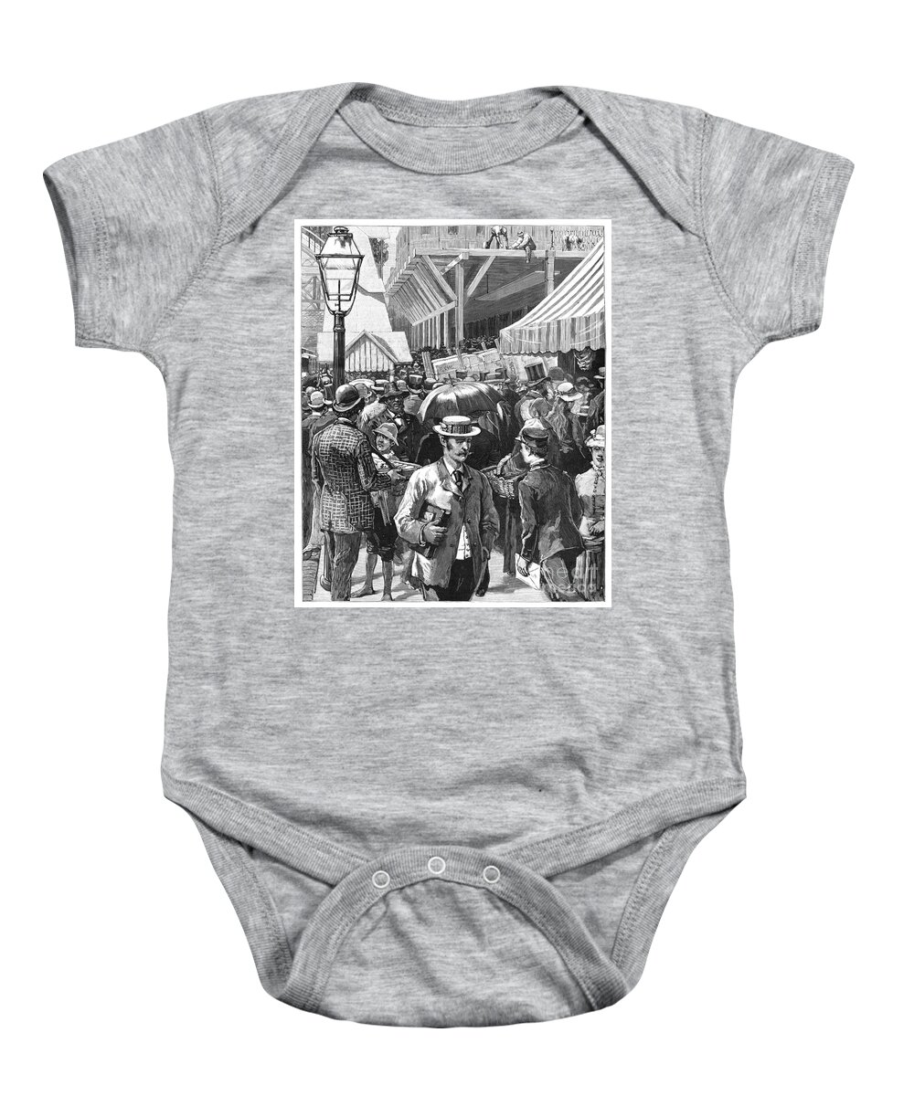 1885 Baby Onesie featuring the drawing Brooklyn Bridge, 1885 by Thure de Thulstrup