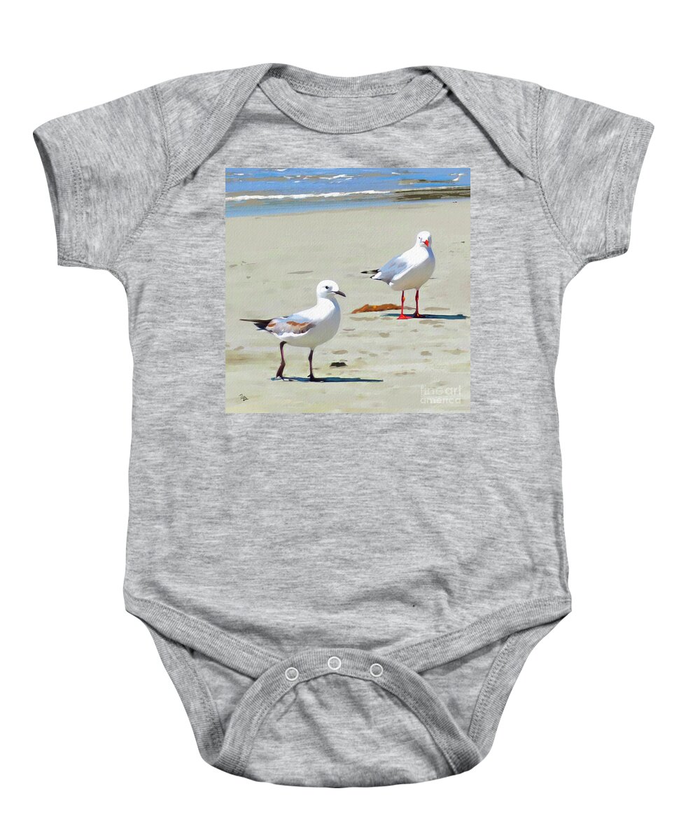 Seagulls Baby Onesie featuring the painting Buddies by Tammy Lee Bradley