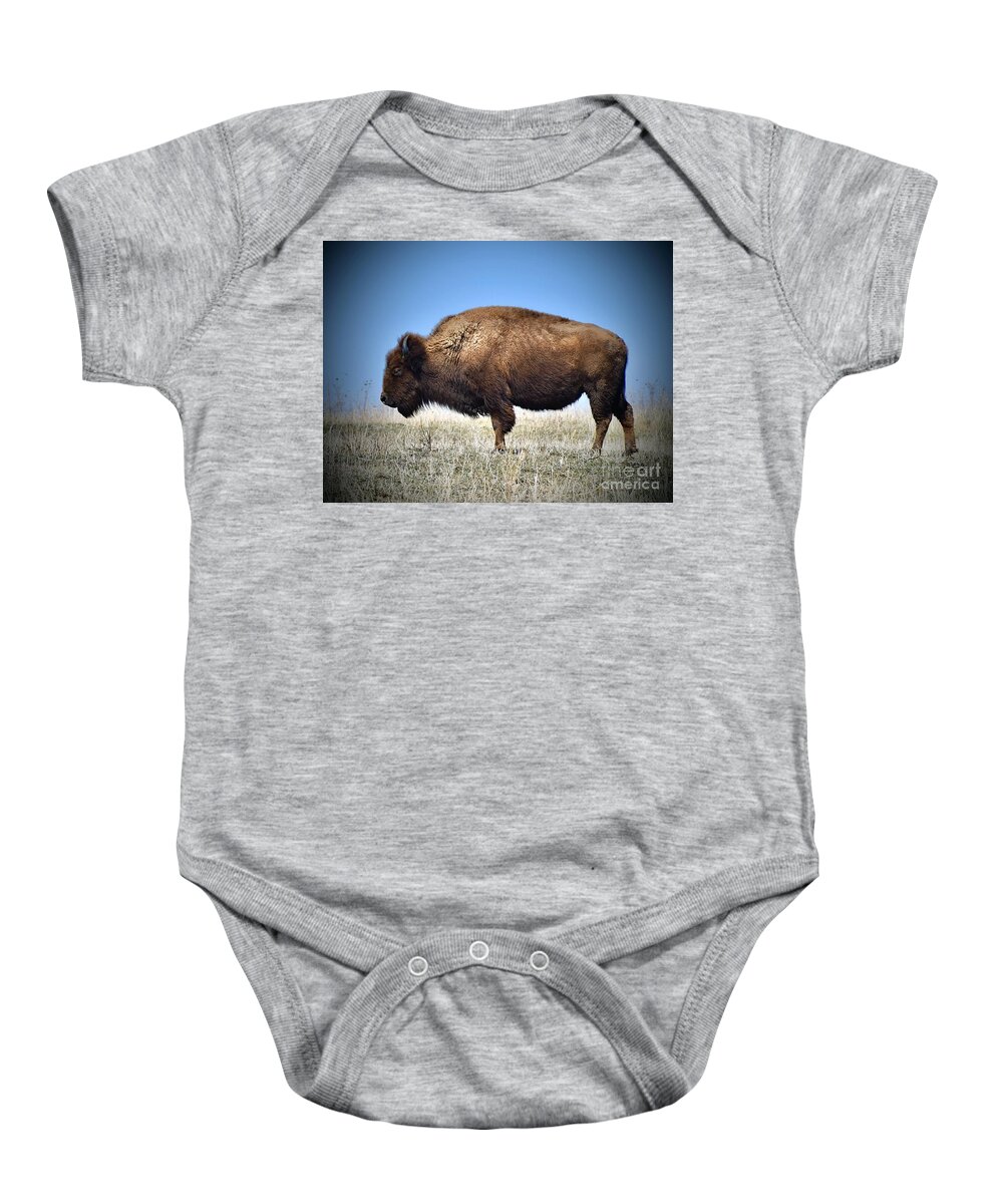Bison Baby Onesie featuring the photograph Buffalo Nickel Model by Linda Brittain