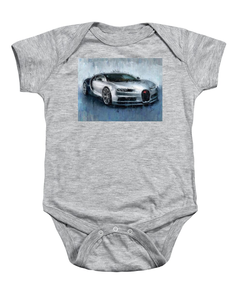 Car Baby Onesie featuring the painting Bugatti Chiron painting by Vart by Vart