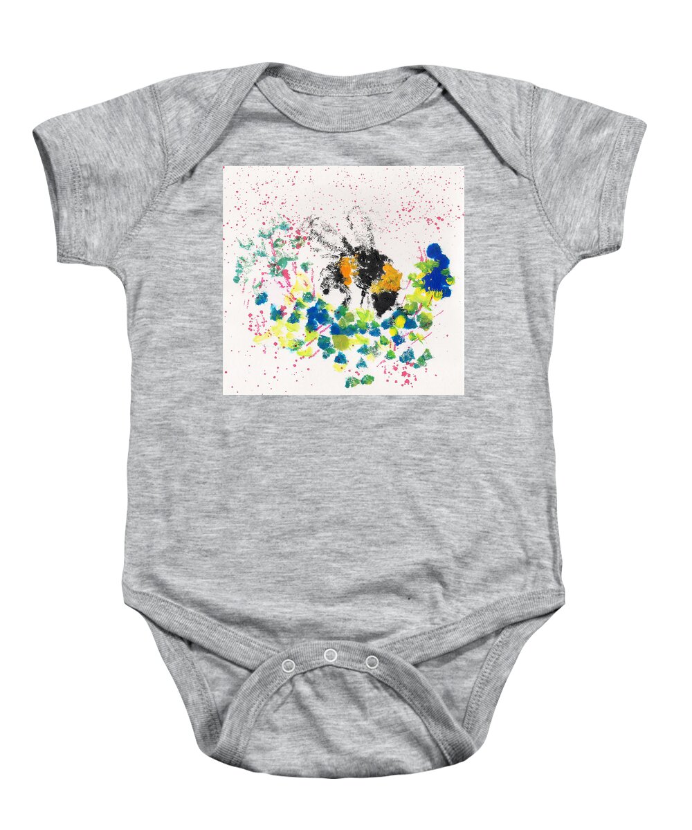 Bumble Bee Baby Onesie featuring the mixed media Bumble Bee 1 by Asha Sudhaker Shenoy