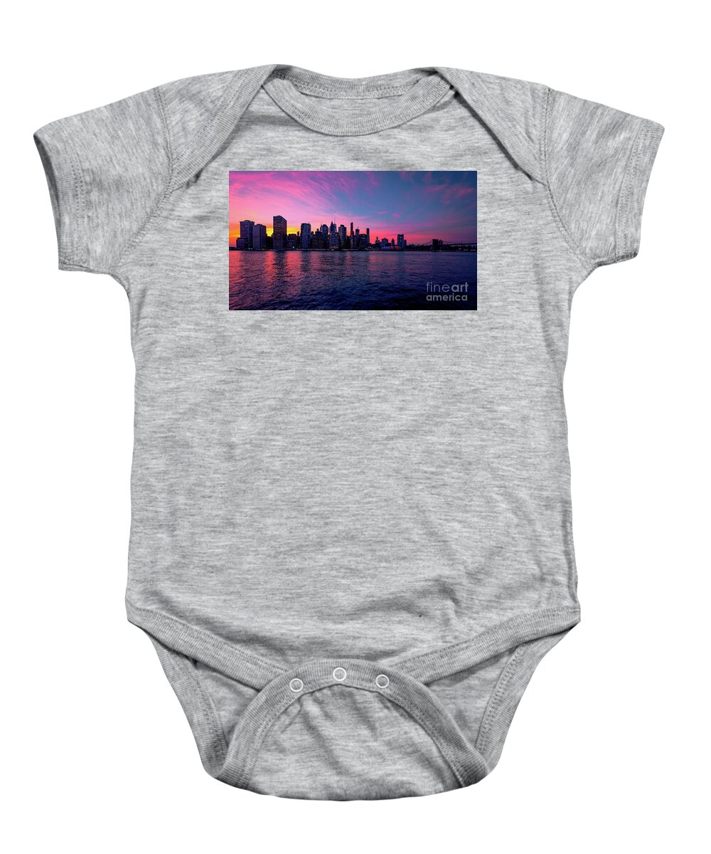 Architecture Baby Onesie featuring the photograph Burning Hudson by Stef Ko