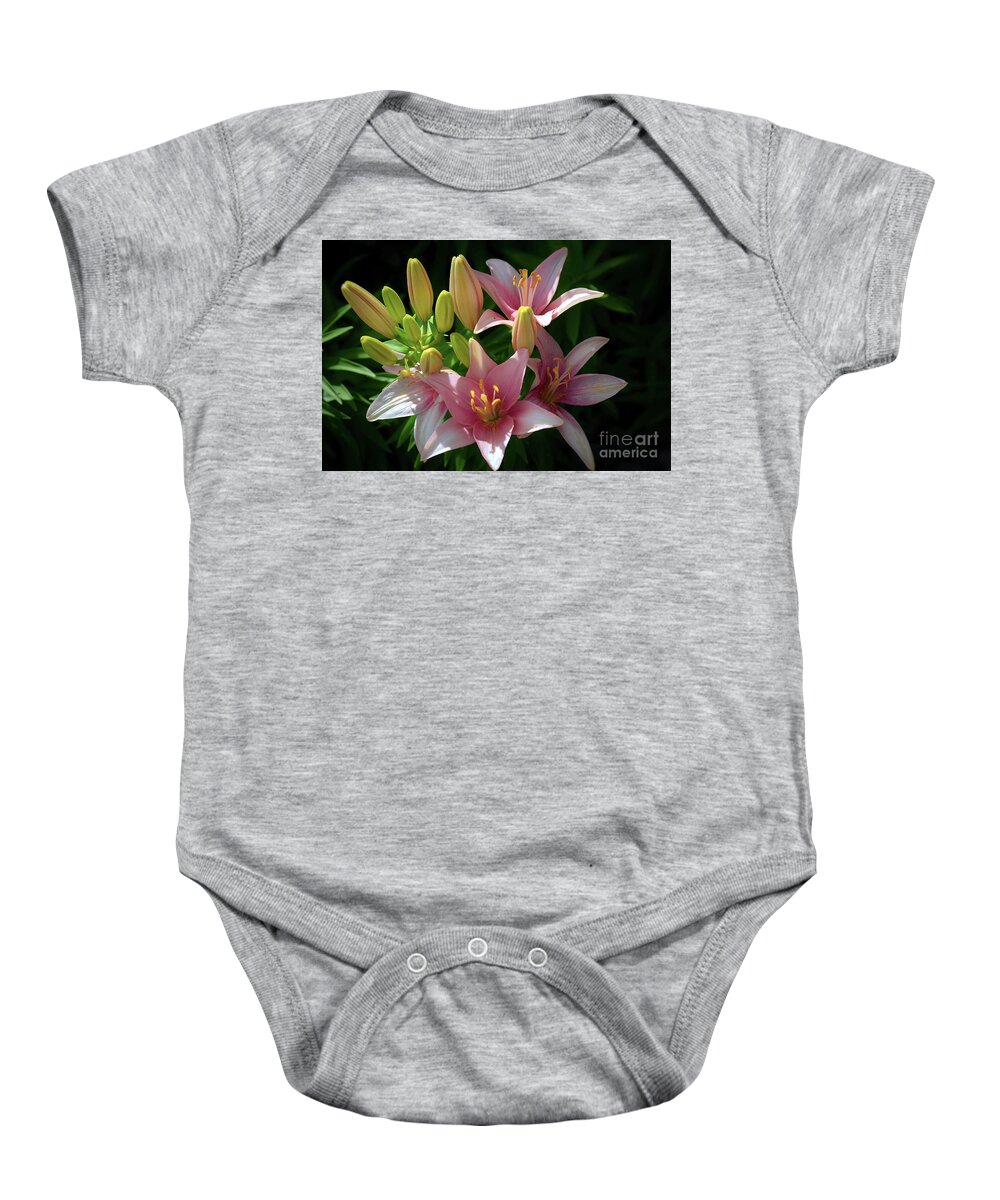 Plant Baby Onesie featuring the photograph Burst of Pink by Deb Halloran