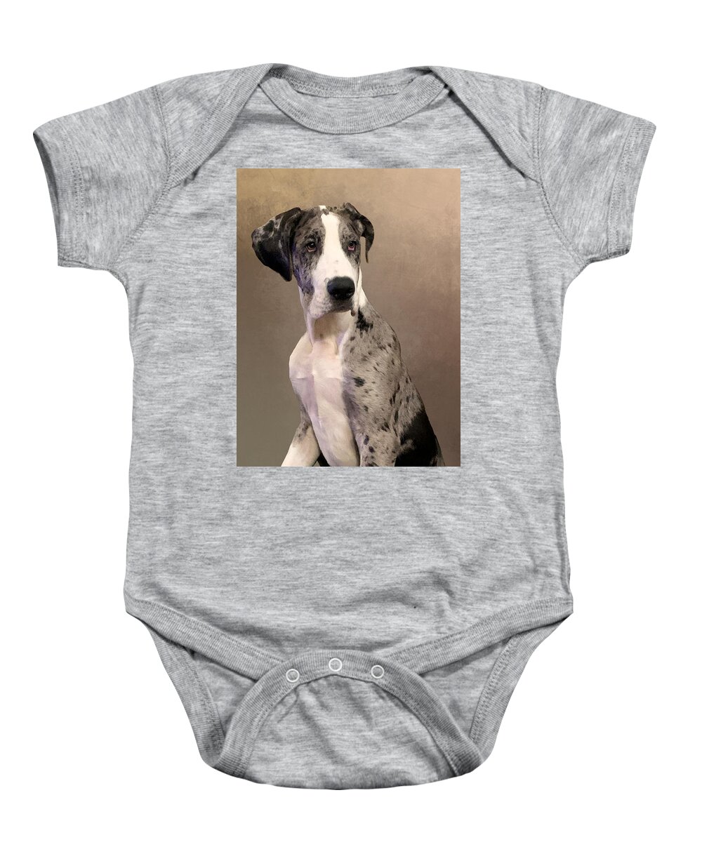 Dane Baby Onesie featuring the photograph Buster - Paintography by Anthony Jones