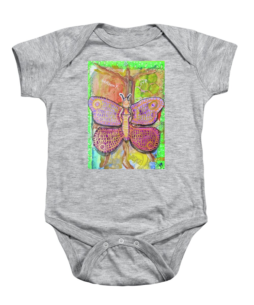 Butterfly Baby Onesie featuring the painting Butterfly Magic by Mimulux Patricia No