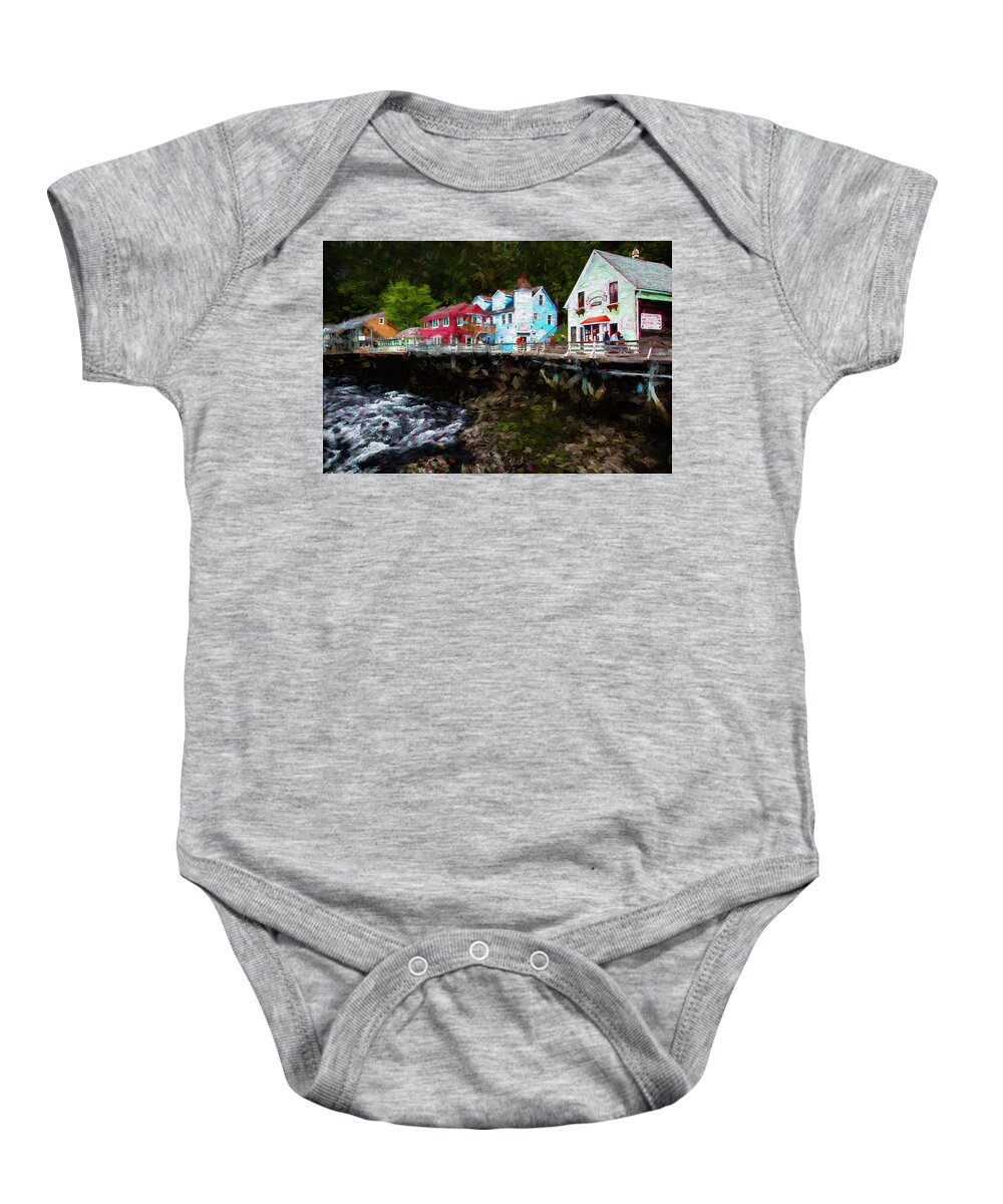 2016 Baby Onesie featuring the digital art By the Ketchikan River by Bruce Bonnett