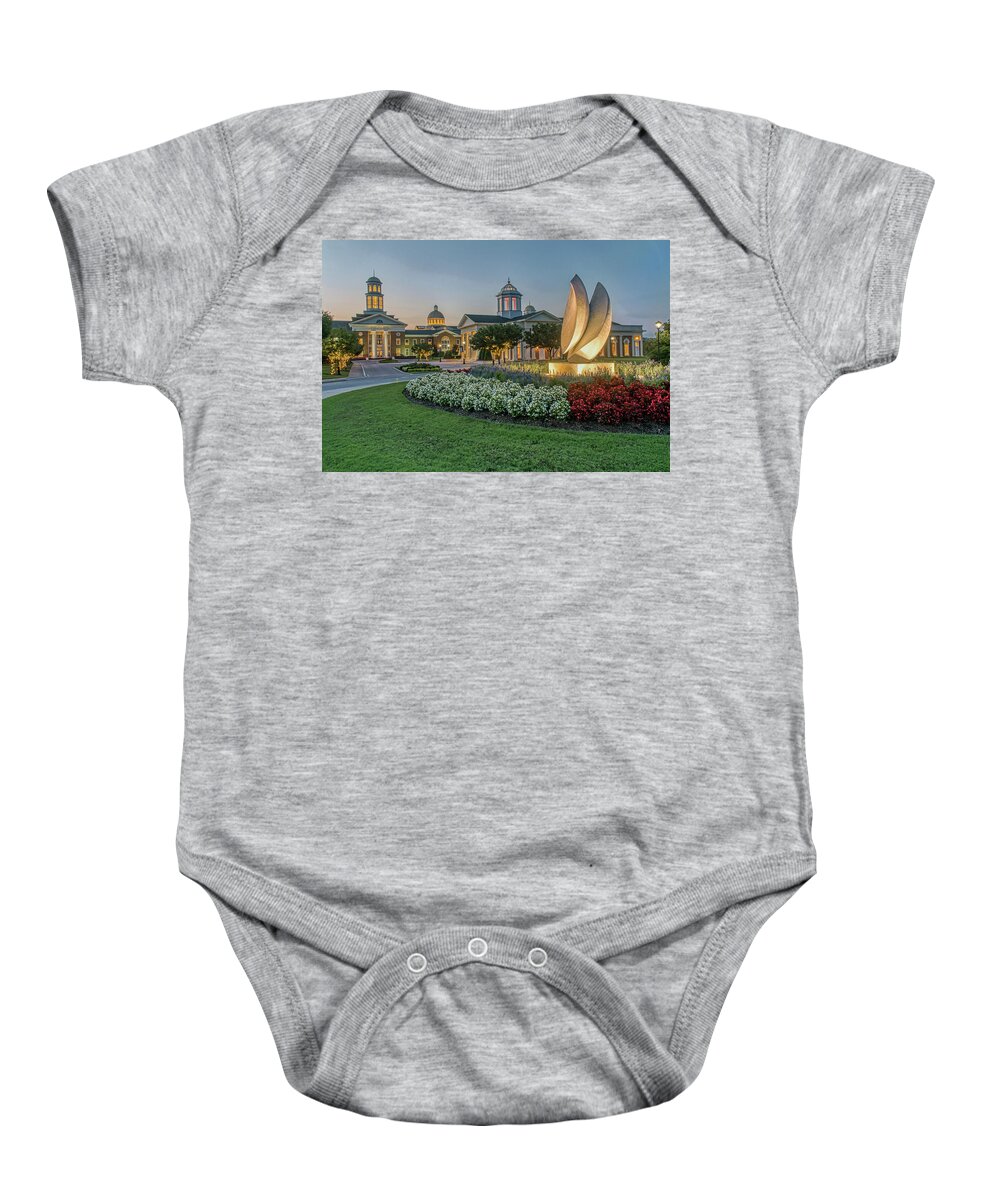 Cnu Baby Onesie featuring the photograph C N U Campus from Avenue of the Arts by Jerry Gammon