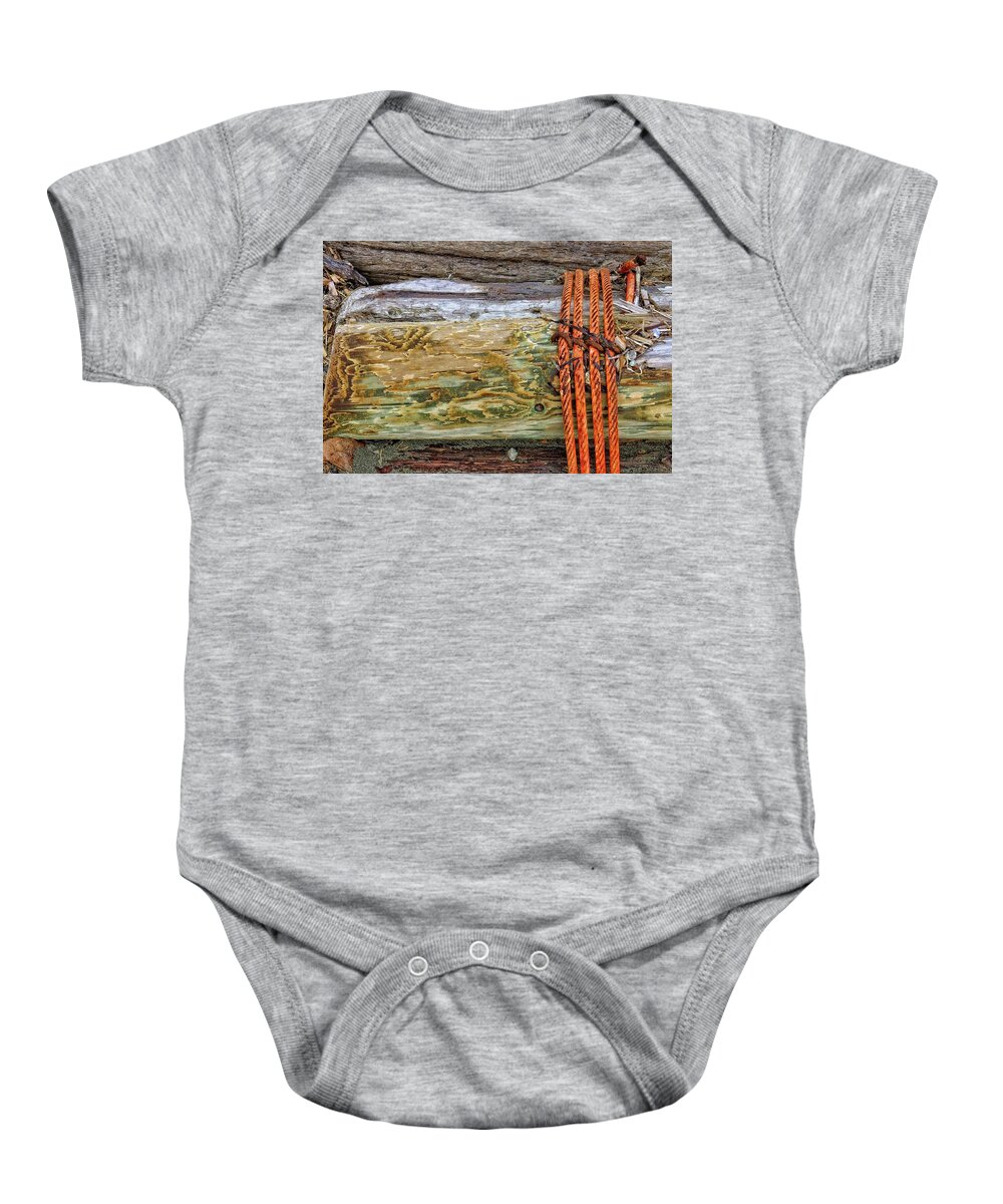 Abstract Baby Onesie featuring the digital art Cable Around A Log by David Desautel
