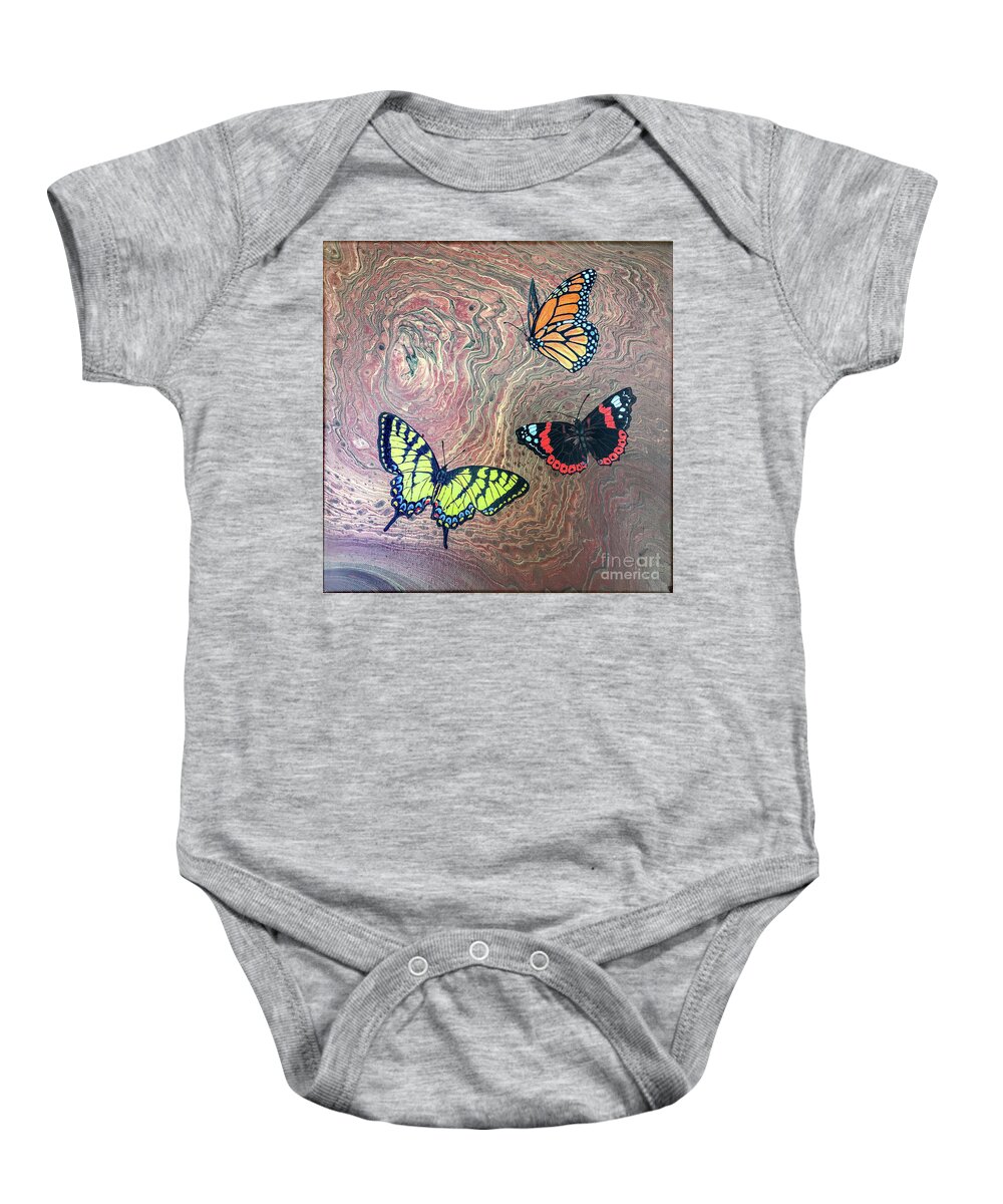 Butterflies Baby Onesie featuring the painting California Butterflies by Lucy Arnold