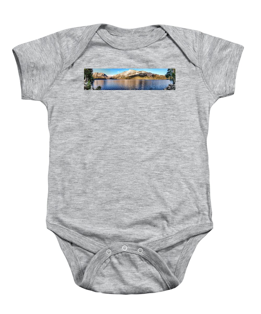 California Baby Onesie featuring the photograph California Mountains Cold Lake Waters panorama by Dan Carmichael
