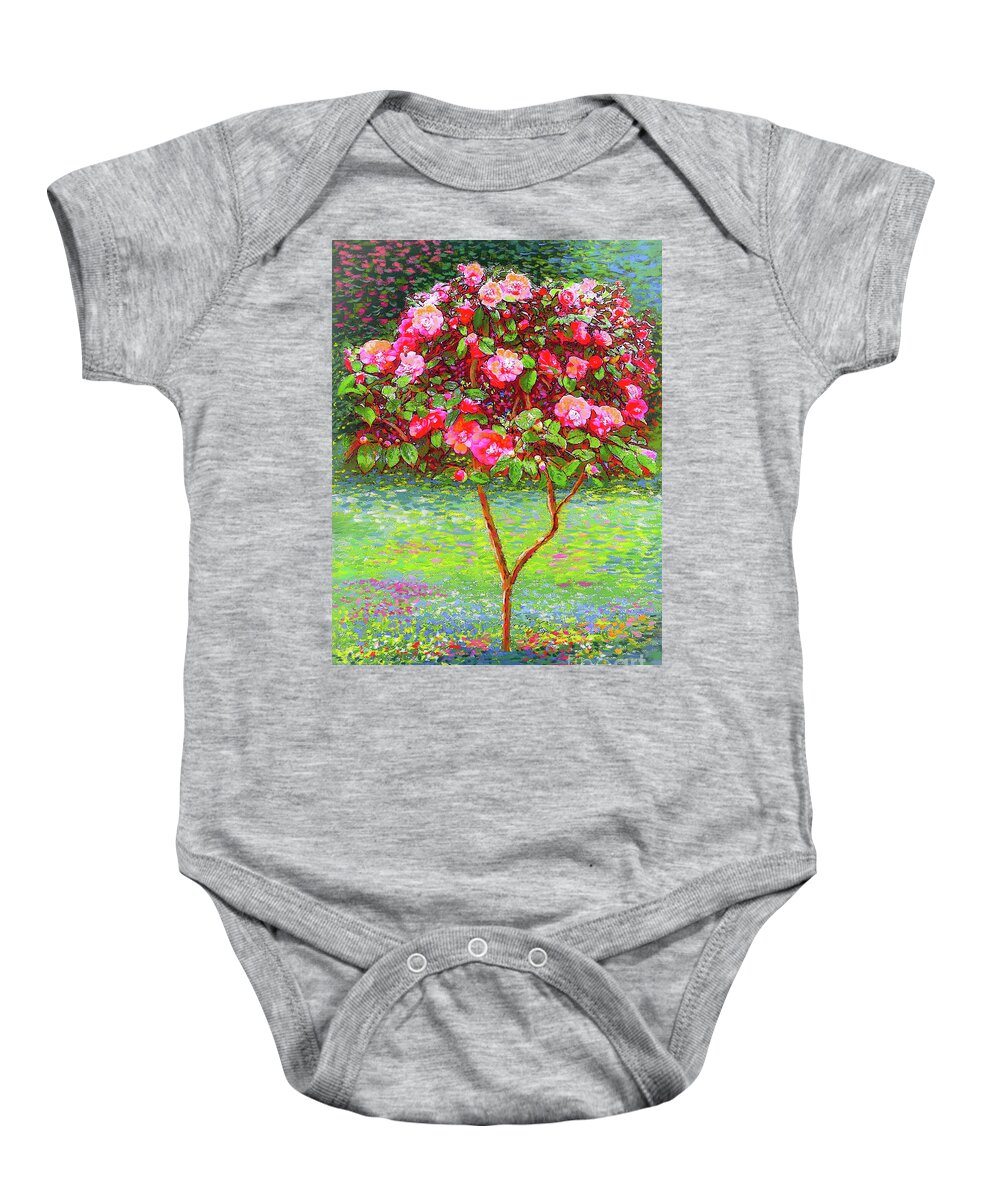 Floral Baby Onesie featuring the painting Camellia Passion by Jane Small