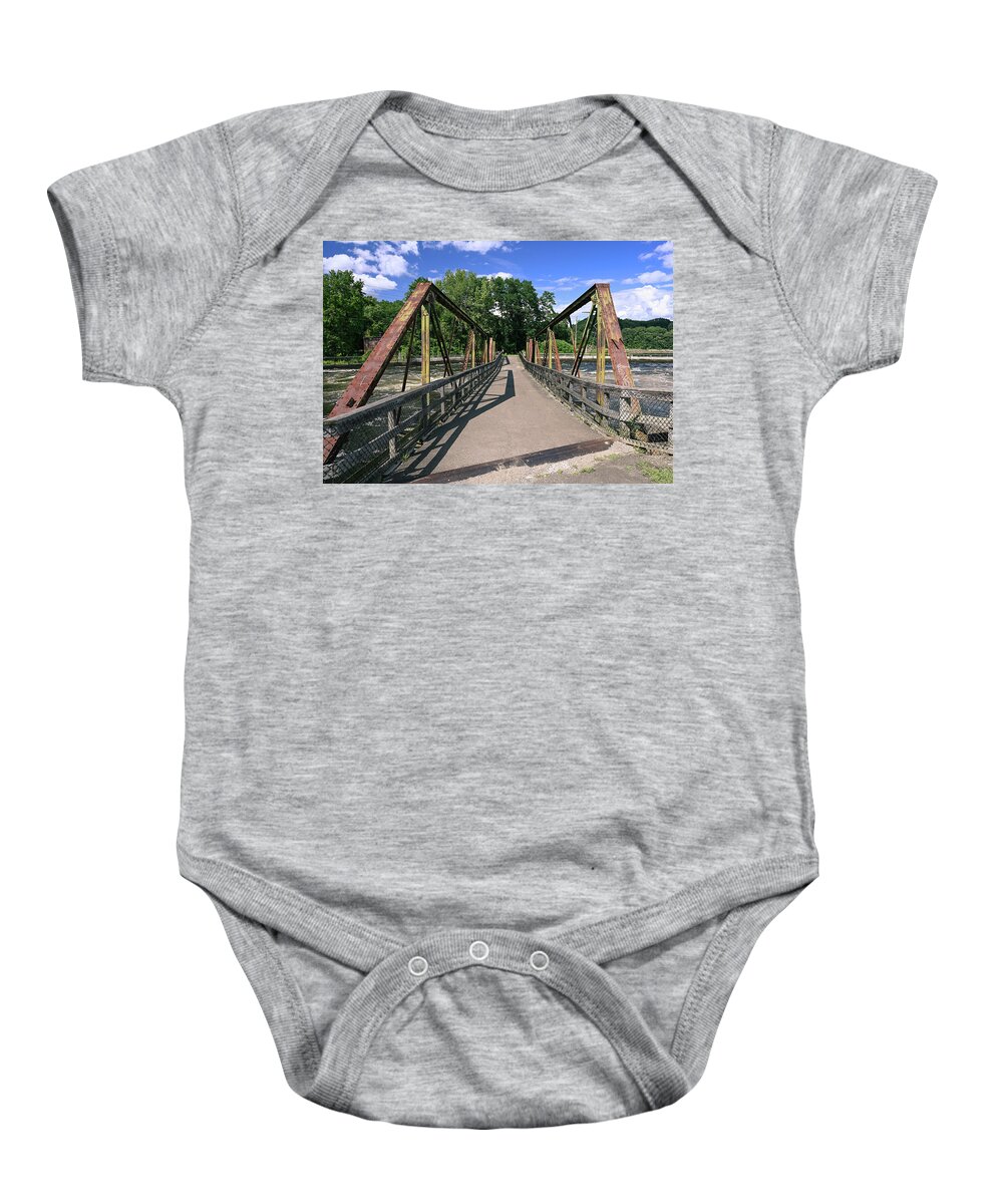 Canal Baby Onesie featuring the photograph Canal Footbridge by Steven Nelson