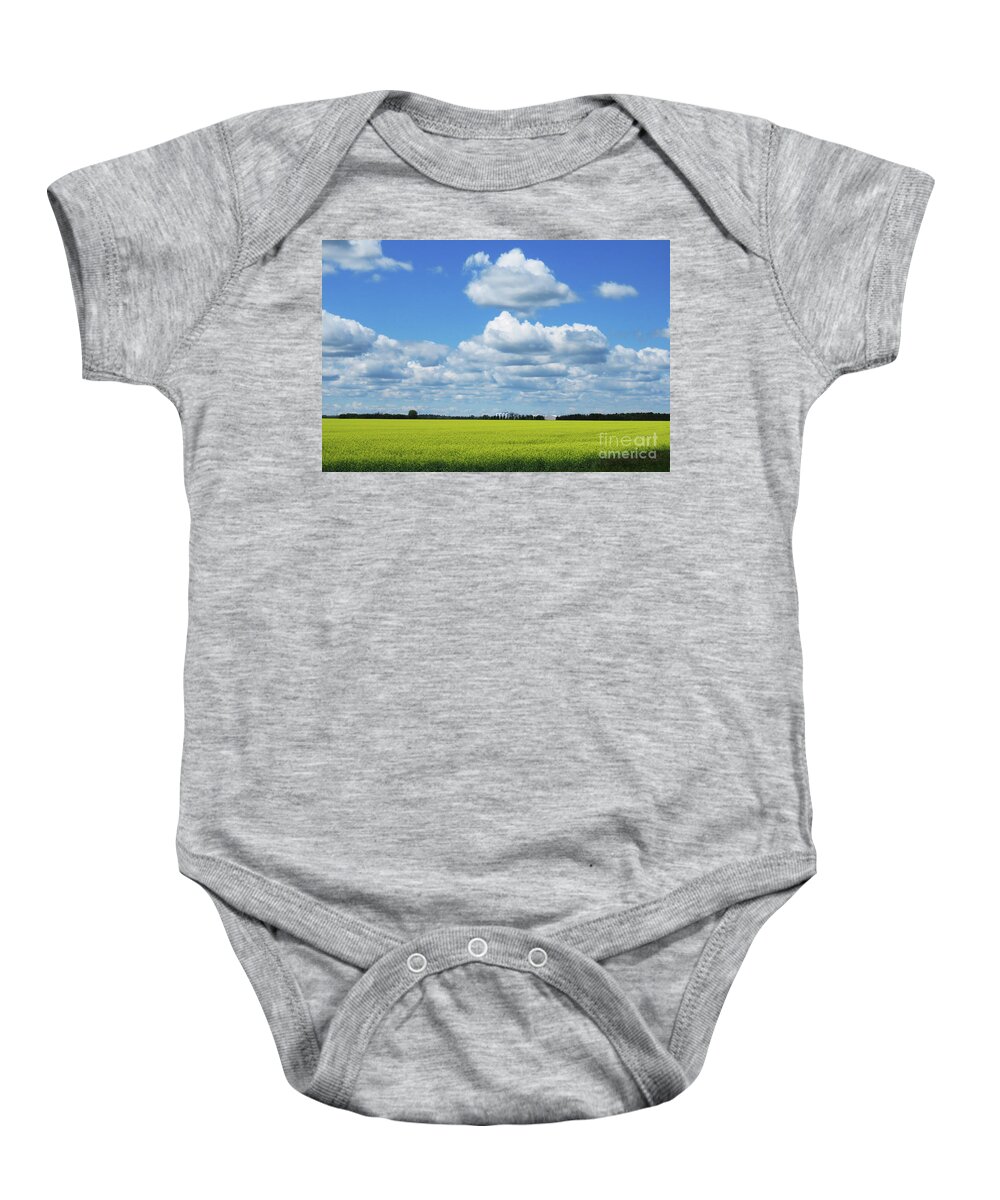 Agriculture Baby Onesie featuring the photograph Canola Field by Mary Mikawoz