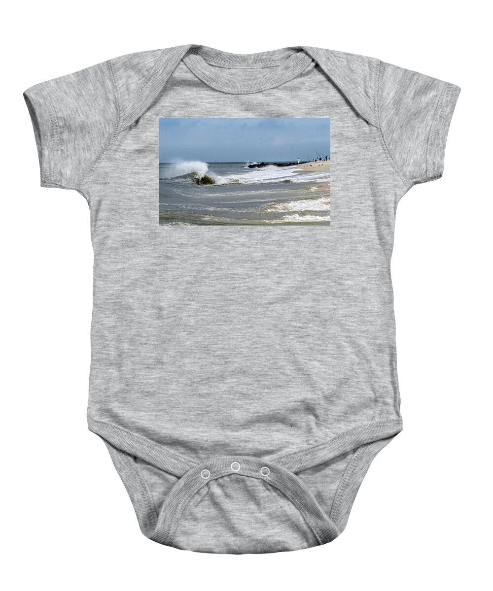 Beach Baby Onesie featuring the photograph Cape May Beach - Surf by Louis Dallara