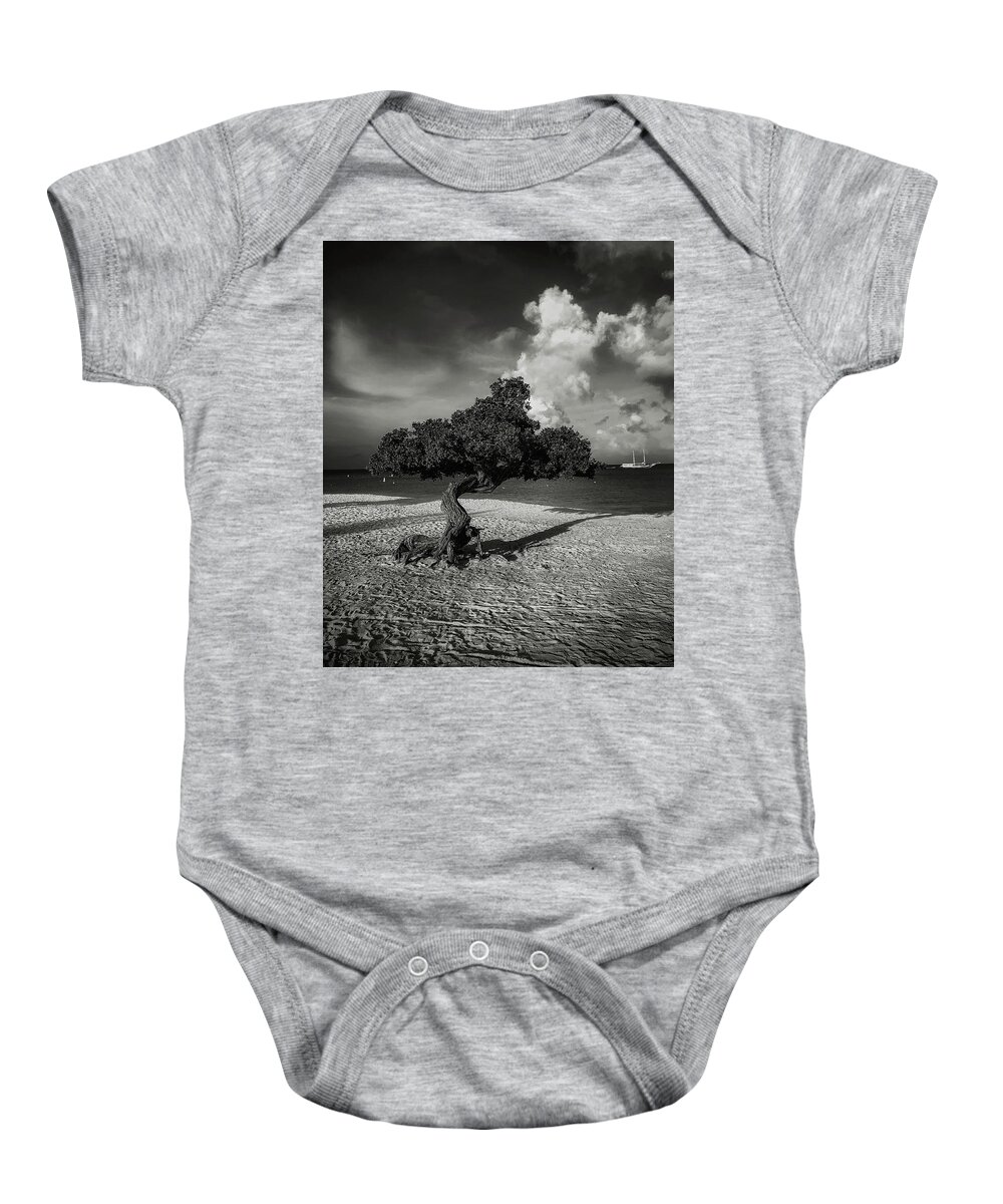 Blackandwhite Baby Onesie featuring the photograph Caribbean Vacation by Pam Rendall