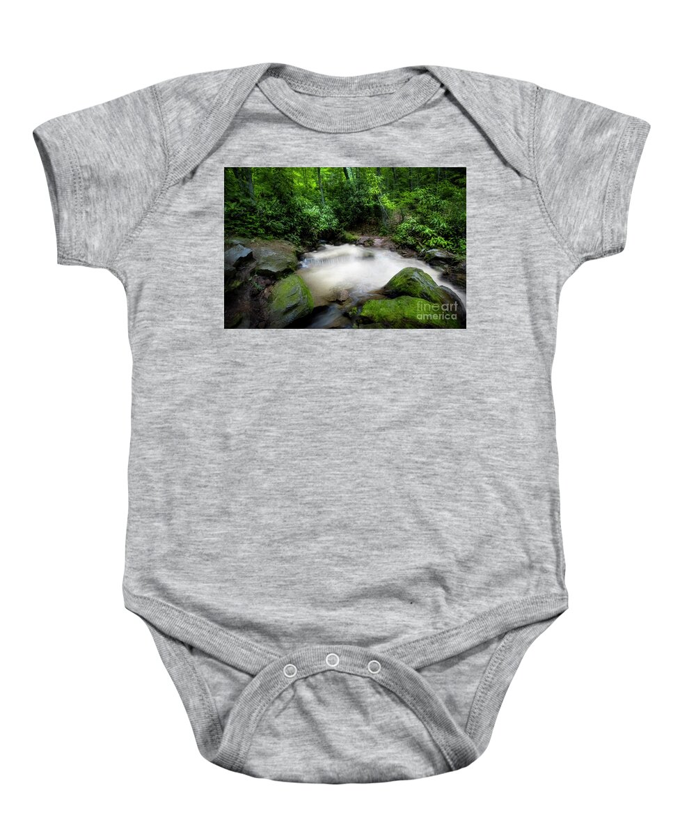Forest Baby Onesie featuring the photograph Cascade in the Mountains by Shelia Hunt