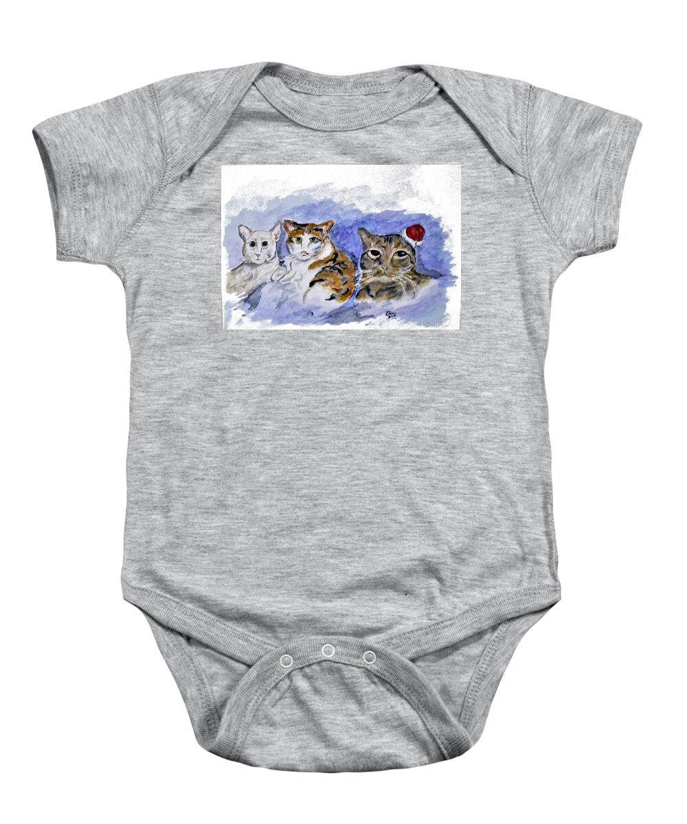 Animals Baby Onesie featuring the mixed media Cat Pals by Clyde J Kell