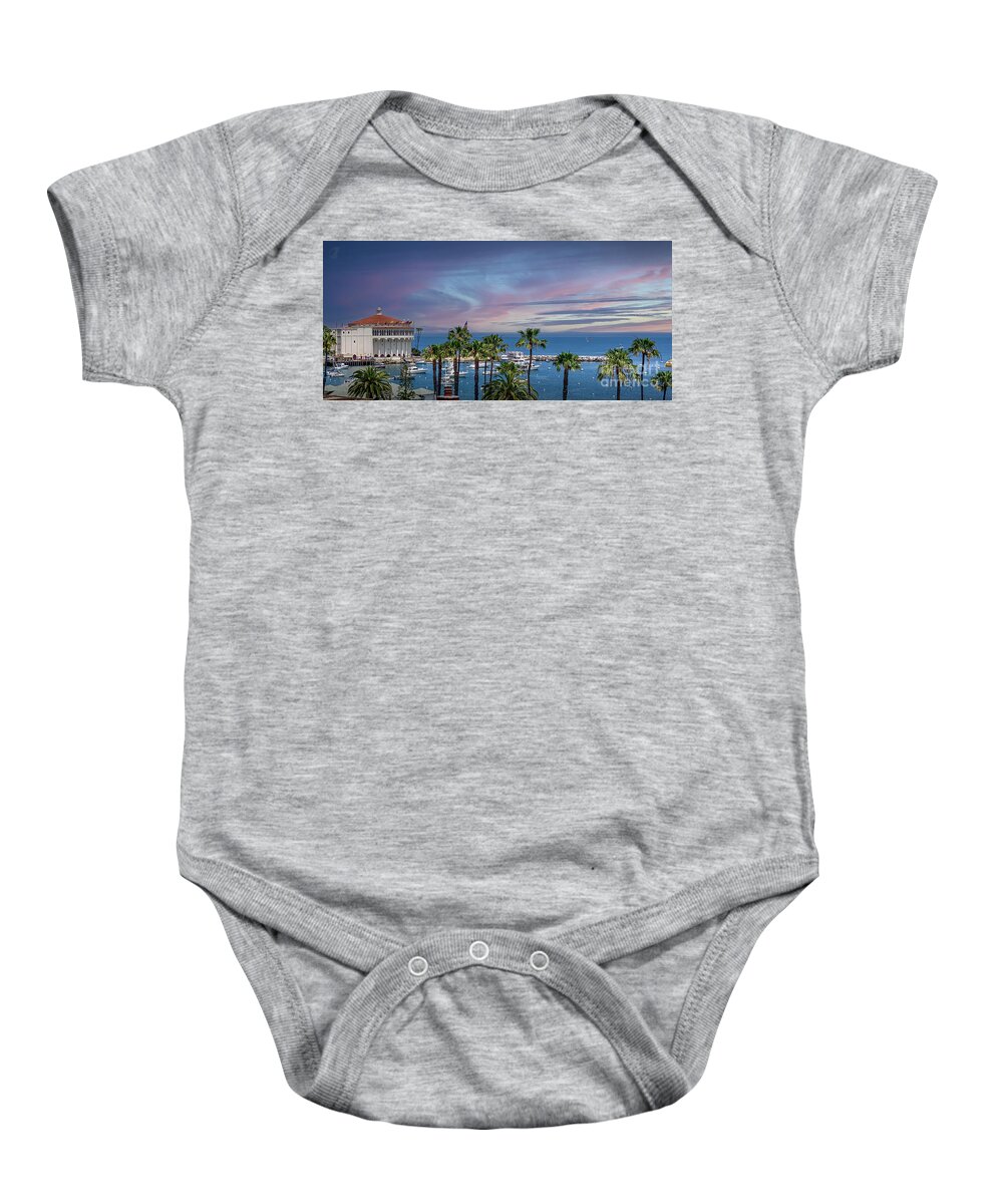 Catalina Island Baby Onesie featuring the photograph Catalina Harbor Casino by David Zanzinger