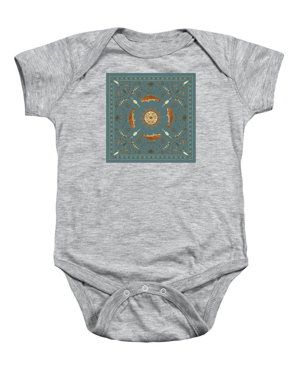 Redfish Baby Onesie featuring the digital art Catch Release Conserve by Kevin Putman