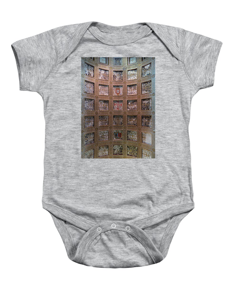 Portugal Baby Onesie featuring the photograph Ceiling Detail in the Convent of Christ. Tomar by Angelo DeVal