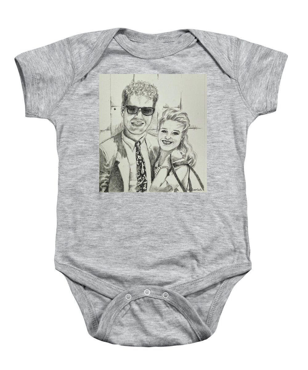 Charcoal Pencil Baby Onesie featuring the drawing Charcoal Portrait 2 by Judy Swerlick