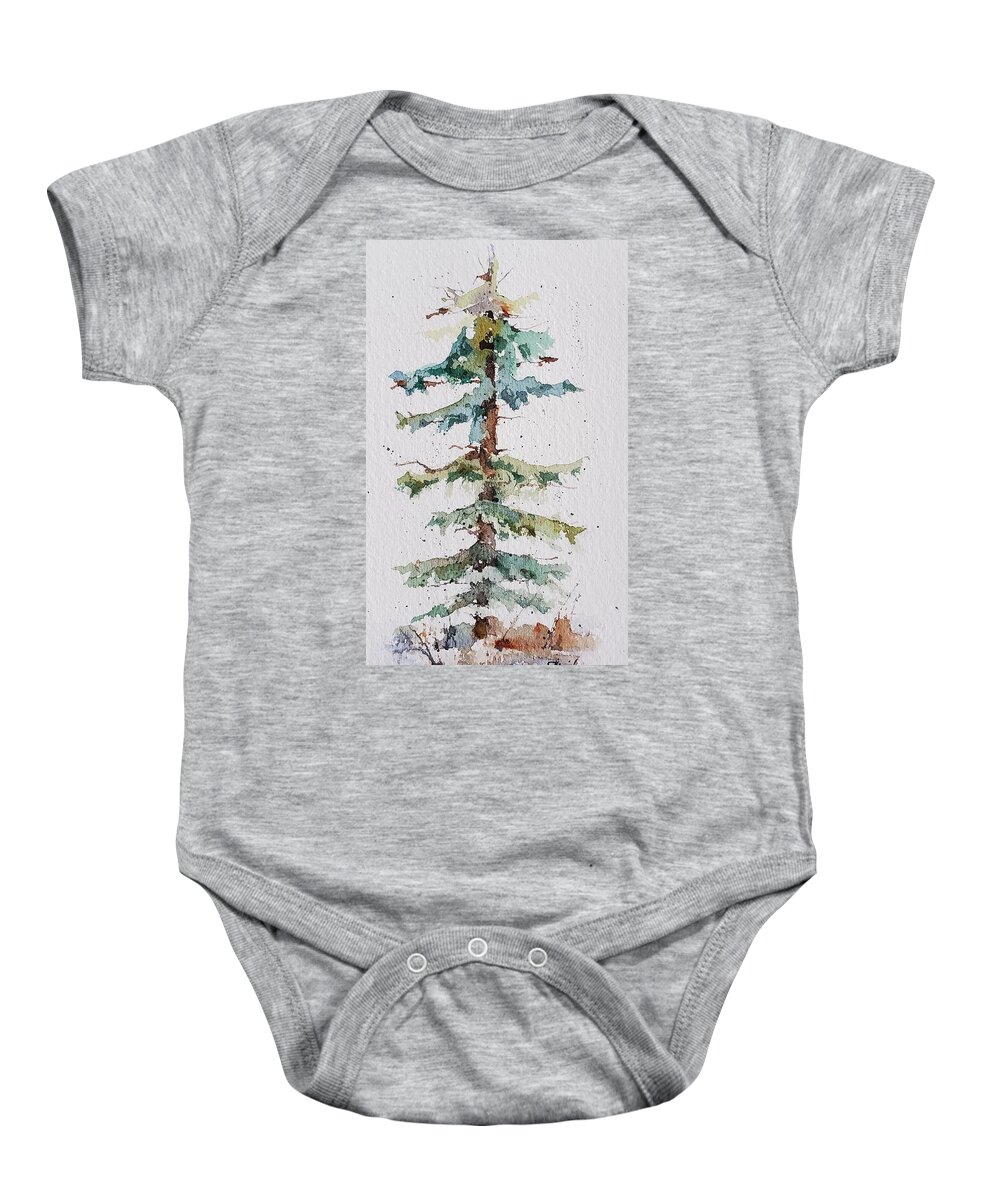 Watercolor Baby Onesie featuring the painting Christmas Tree by Sheila Romard